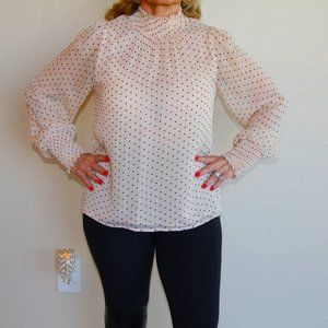 Sanctuary Long Sleeve Polk-A-Dot Blouse Size XS